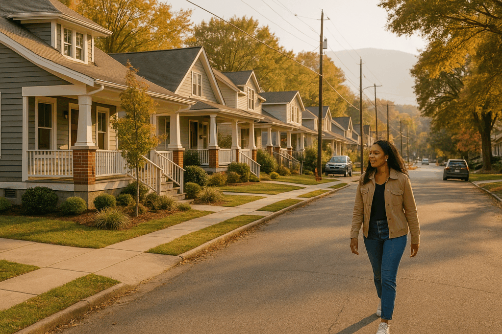 Chattanooga neighborhood with completed homes and new houses under construction on a quiet suburban street