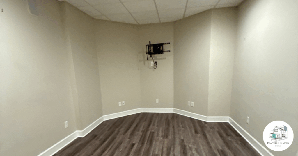 dull room transformed to a family tv room