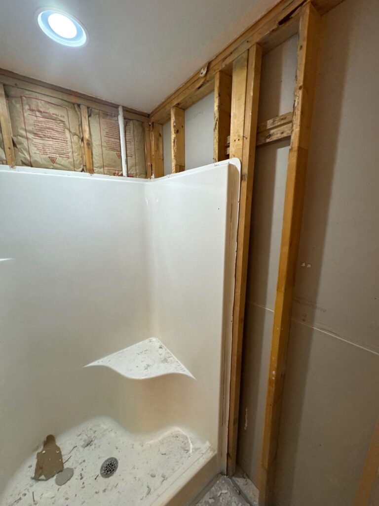 chattanooga homeowner vinyl prefab shower needing custom shower remodel