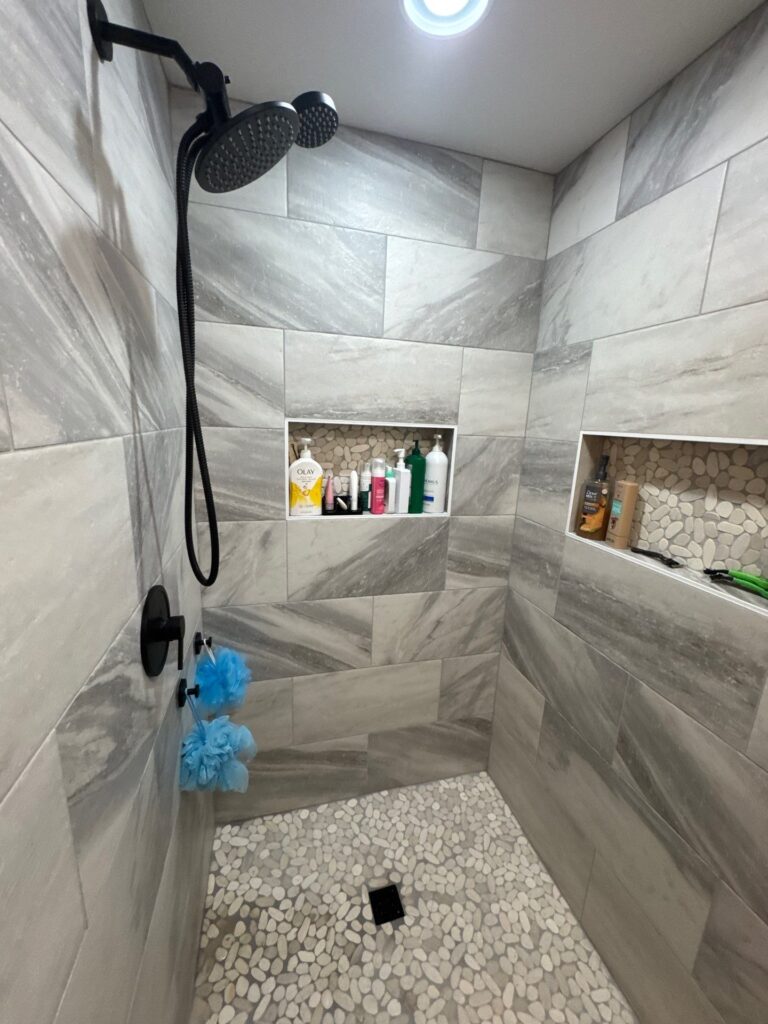 finished custom tile shower bathroom model chattanooga