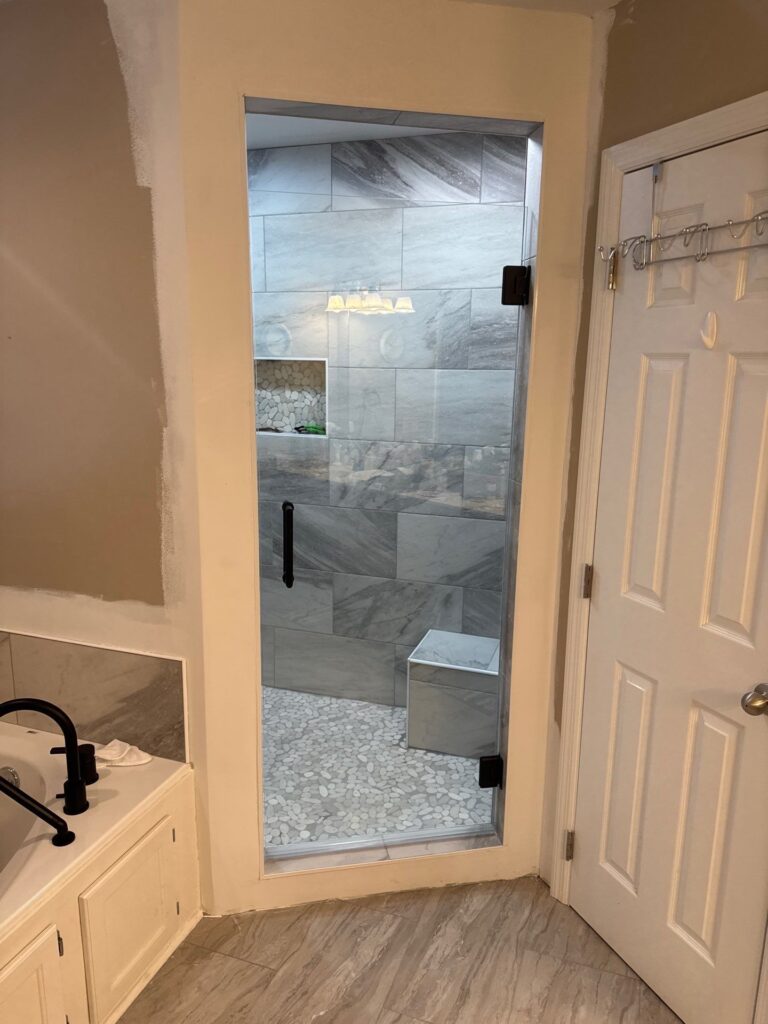 finished custom tile shower bathroom model chattanooga