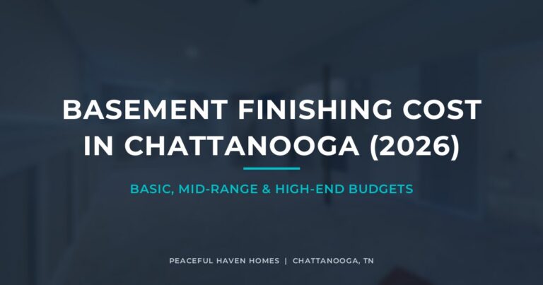 Basement finishing cost in Chattanooga (2026): basic, mid-range and high-end budgets cover graphic