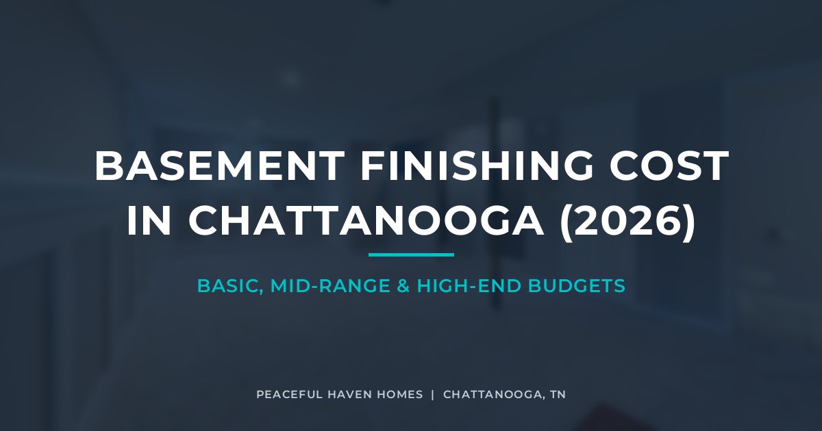 Basement finishing cost in Chattanooga (2026): basic, mid-range and high-end budgets cover graphic