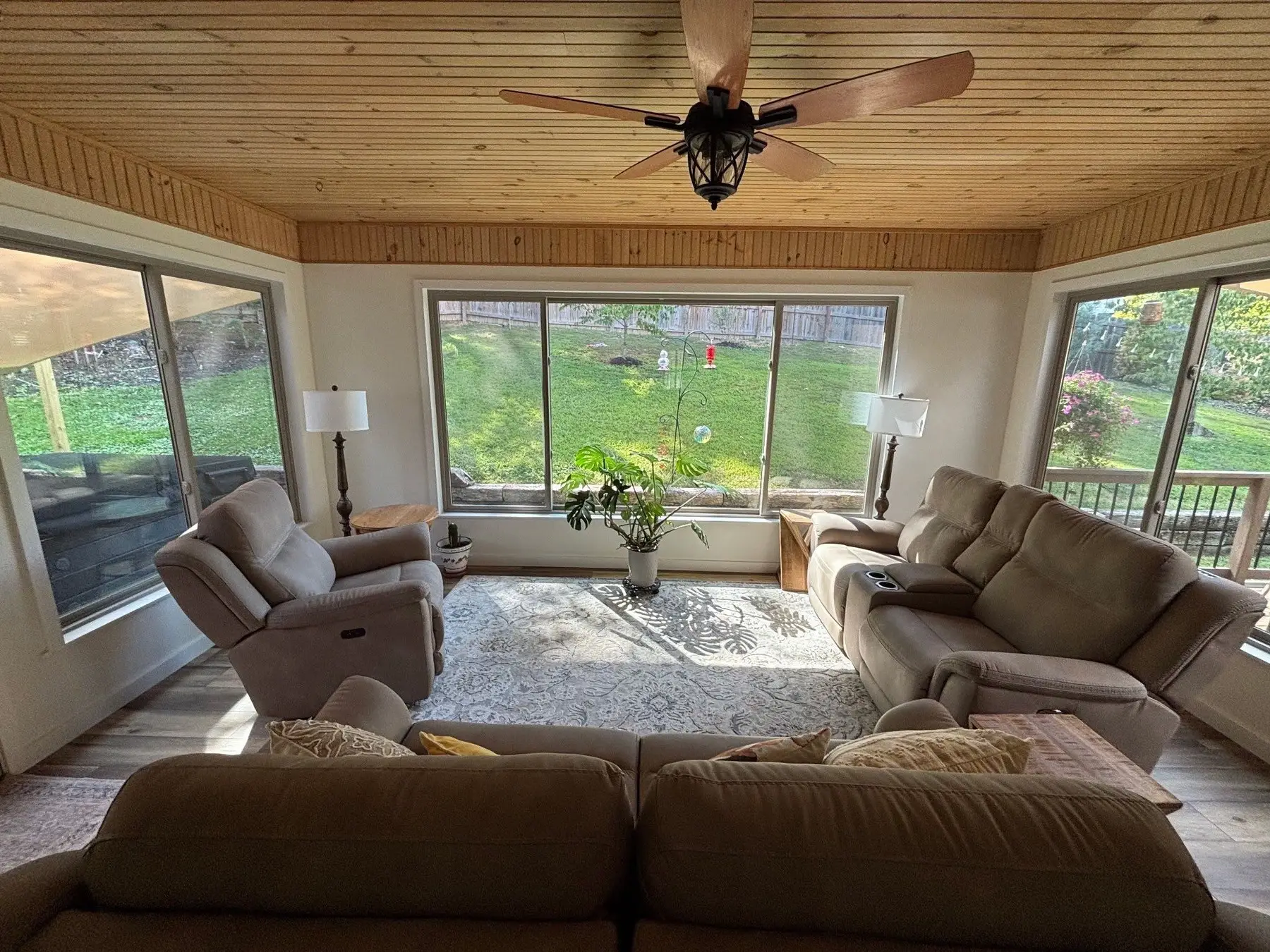 Four-season enclosed porch windows and natural light
