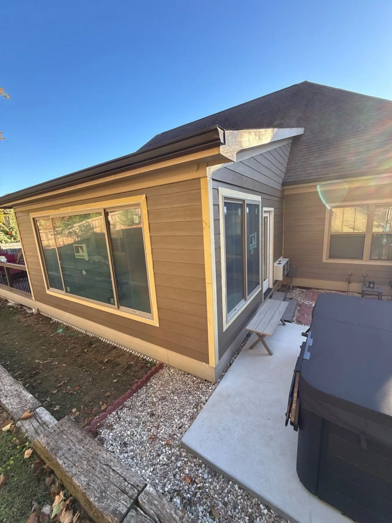 Enclosed four-season porch exterior