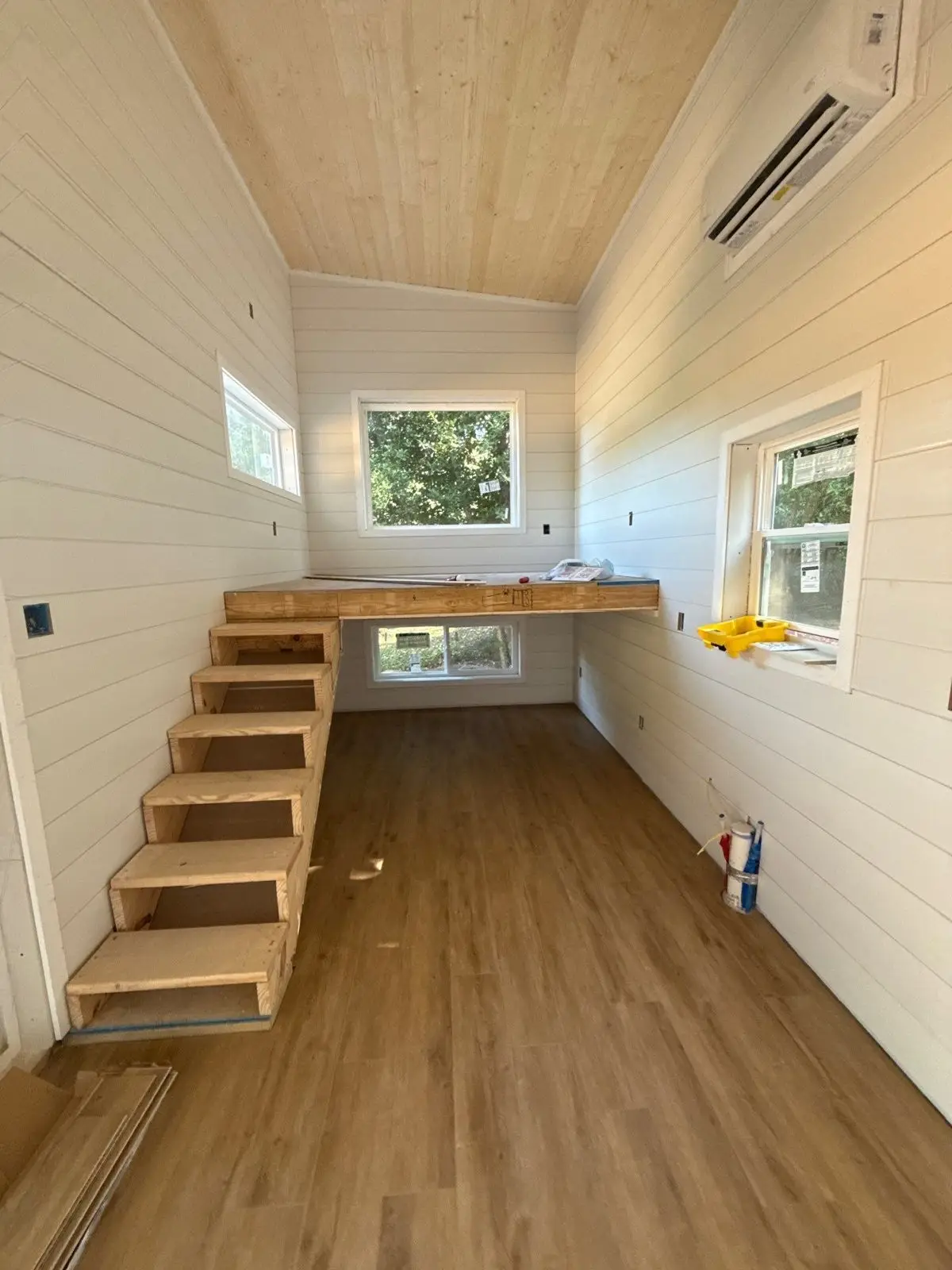 Tiny house interior loft stairs and storage